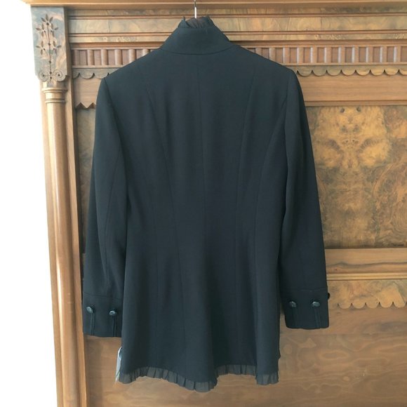 Black Chiffon Trim Military-Style Jacket (8) - Picture 3 of 8